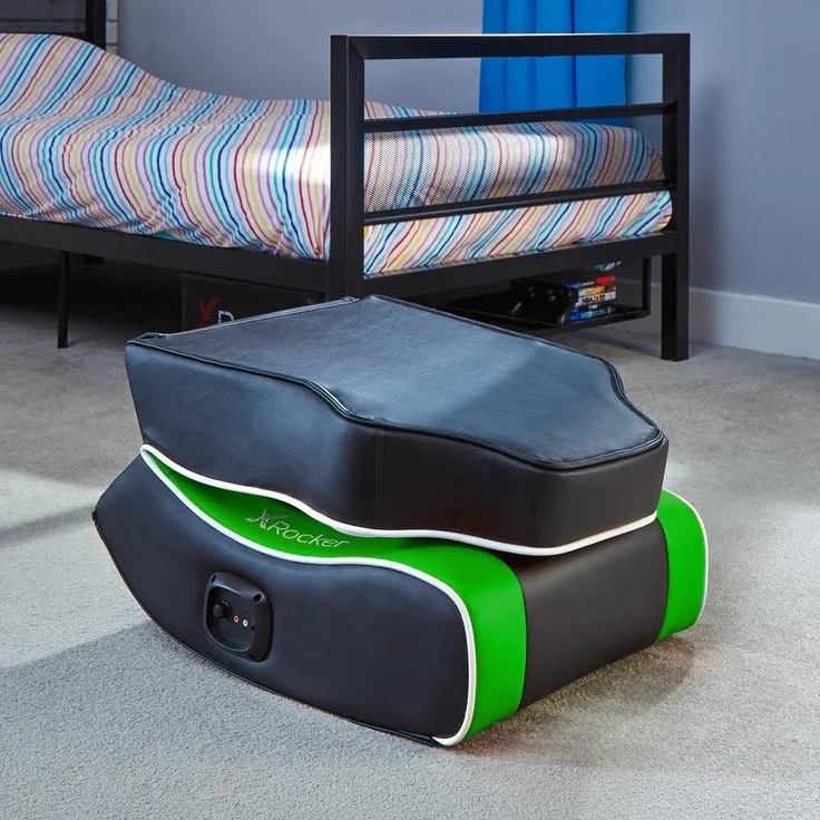 X Rocker Shadow 2.0 Floor Rocker Gaming Kinder Sessel mit 2.0 Audiosystem - Grün/Schwarz/Weiß – Bild 5