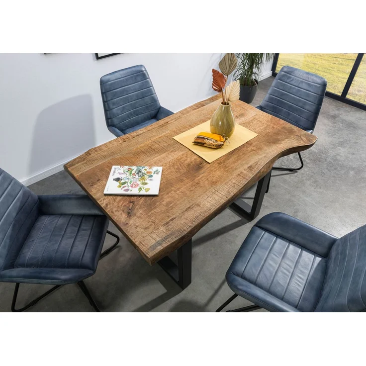 Baumtisch Mango 160x90x77 natur lackiert / U-Beine anthrazit matt FREEFORM 5 – Bild 2