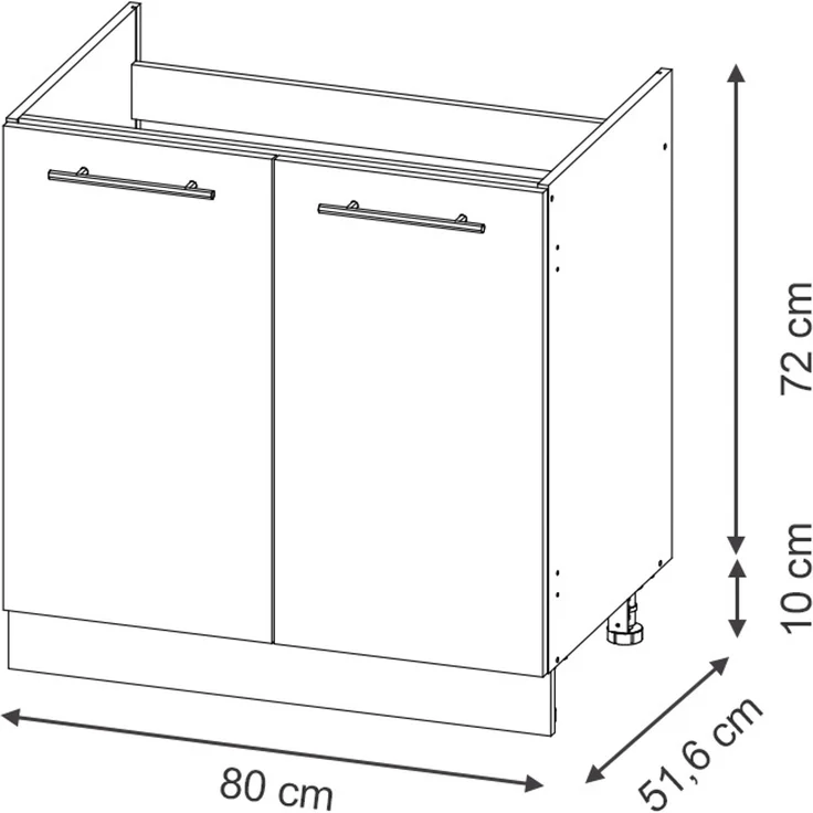 Spülenunterschrank Fame-Line Eiche Paneel 80 cm ohne Arbeitsplatte Vicco – Bild 3