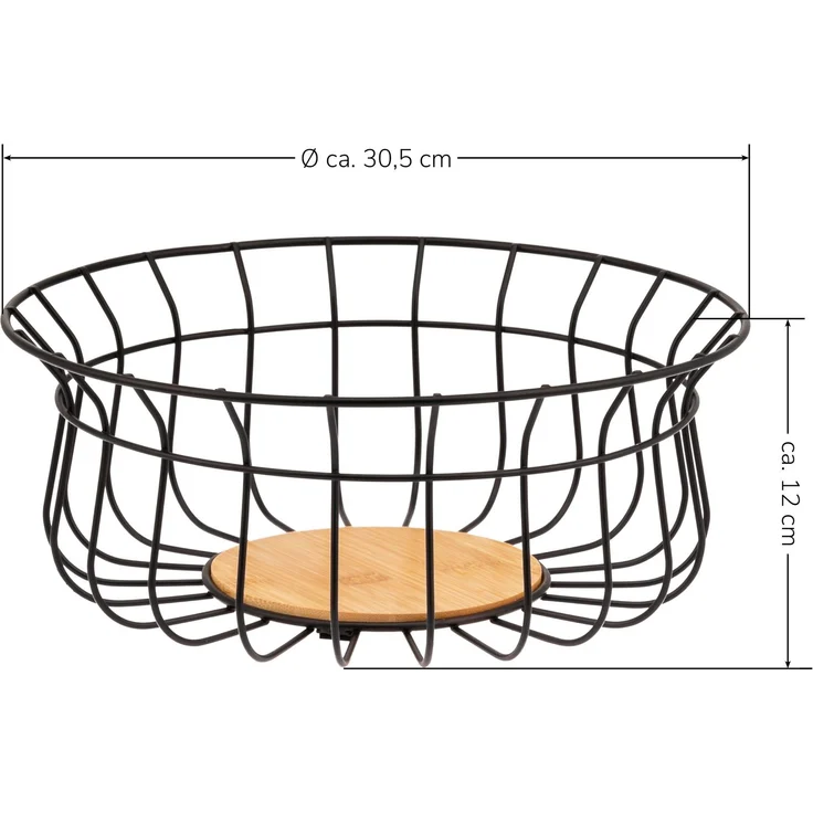 bremermann Obstschale Obstkorb, Obstschale rund, Ø ca. 30,5 cm, schwarz matt, Bambusboden – Bild 7