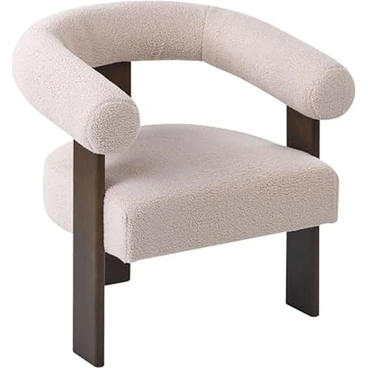 Sessel ILBRO Bouclé Dunkelbraun Beige – Bild 1
