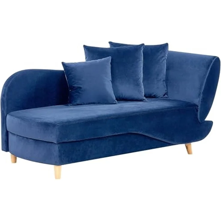 Chaiselongue Samtstoff marineblau mit Bettkasten rechtsseitig MERI II – Bild 4