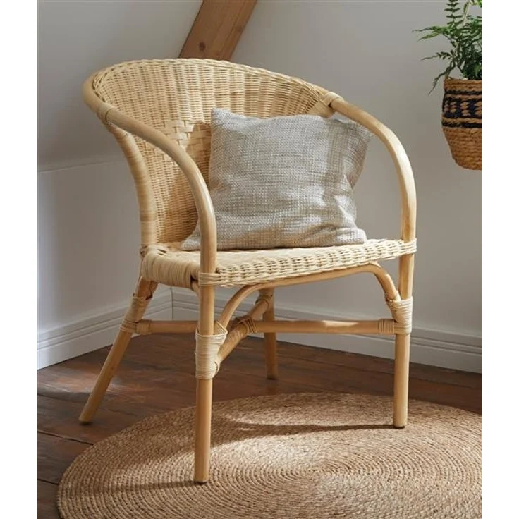 Rattanstuhl "Natur" lackiert, mit Armlehnen, handgefertigt, Korbstuhl, Bistrostuhl, Rattansessel – Bild 2