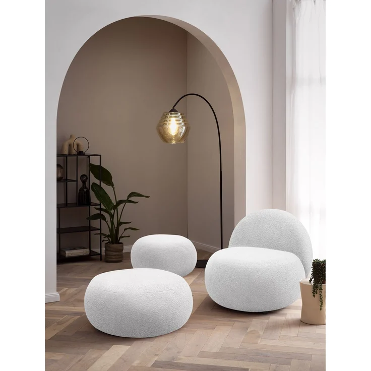 DOMO. collection Sessel 700 016, Polstersessel, rund, gepolsterte Rückenlehne, Füße mit Filzgleitern, Armsessel, Polsterganitur, 73 x 75 x 76 cm (BxTxH), grau – Bild 1