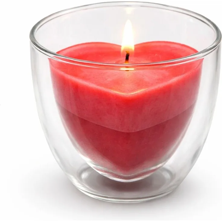 Kerze in Herz Tasse Doppelwandigem Glas Rot