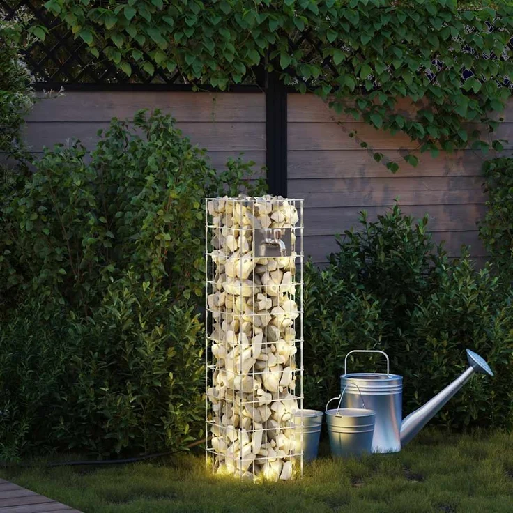 vidaXL Gabionen Wasserhahn Silber 25 x 25 x 100 cm Edelstahl 42013414 – Bild 3