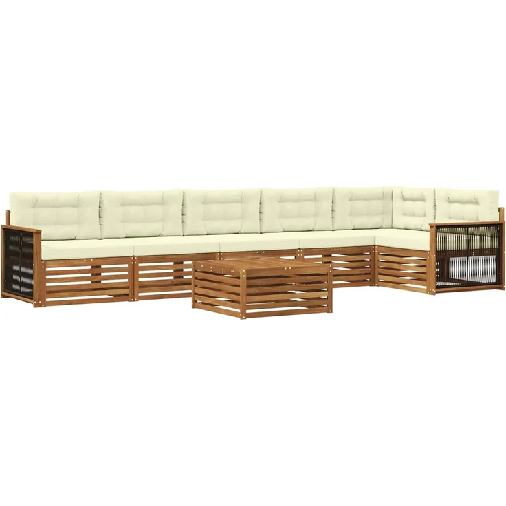 vidaXL Outdoor-Sofagarnitur 7 stk. 6-Sitzer Natur und Creme 3383443 – Bild 2