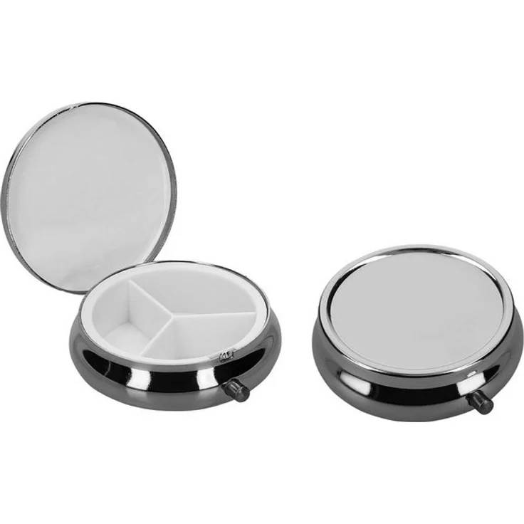 kwmobile Pillendose 2x Edelstahl Pillendose mit 3 Fächern (2 St), runde Tablettendose Box – Bild 4