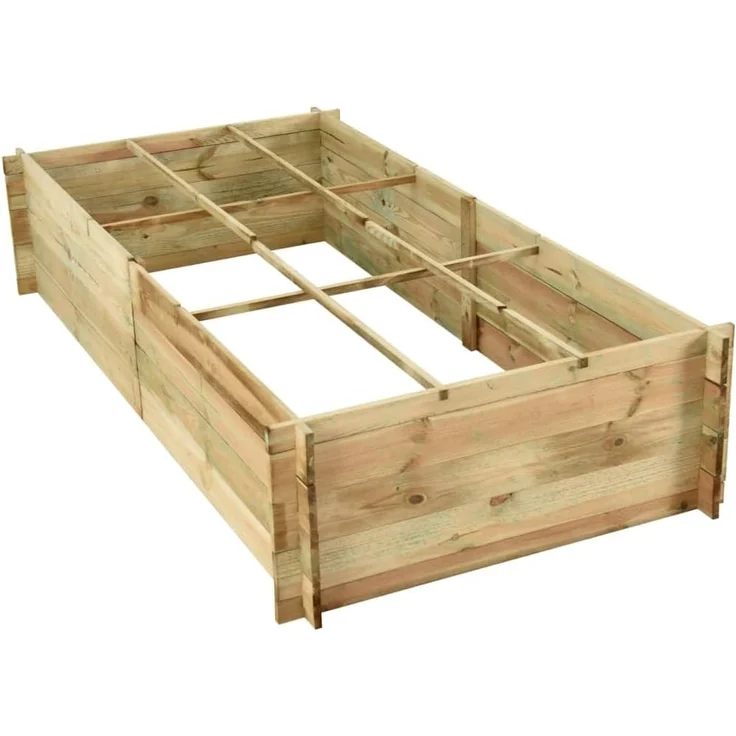 DELUKE® Hochbeet aus Kiefernholz FILIP Grün, imprägniert 197x100x40cm Wetterfest Gartenbeet Holz Kräuterbeet Blumenbeet Beet hoch Frühbeet für Garten Gemüsebeet – Bild 3