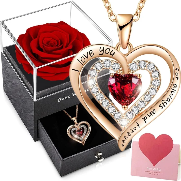 Ewige Rose Konservierte Rosenbox Geschenkbox Muttertag Valentinstag Gold – Bild 1