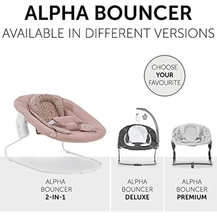 Hauck Babywippe Alpha Bouncer 2in1 kompatibel mit Hauck Hochstuhl Alpha+ und Beta+, Baby Wippe für Neugeborene ab Geburt bis 13 kg, mit Sitzverkleinerer, Shaukelfunktion, Bambi Rosa – Bild 4