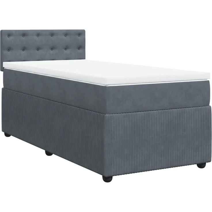 vidaXL Boxspringbett mit Matratze Dunkelgrau 100x200 cm Samt 3289975 – Bild 3
