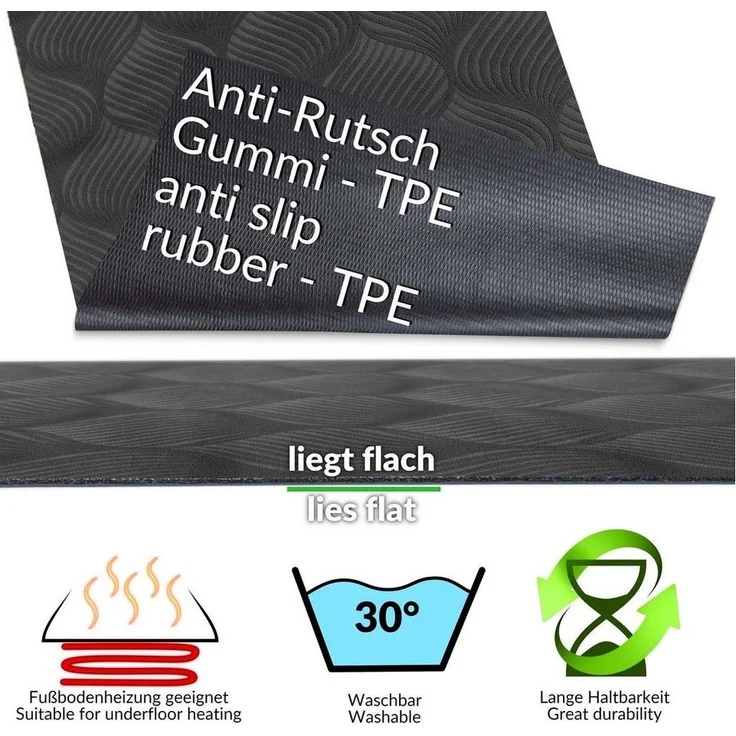 ANRO Küchenläufer Premium BAKER Läufer Küchenteppich Teppich Textil, Eckig, Höhe: 3 mm, Velour – Bild 2