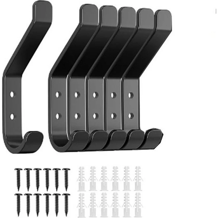 FOUORTUNATE-BEE Kleiderhaken Garderobenhaken, Kleiderhaken zum Schrauben, Haken für Akustikpaneele, Schlafzimmer, Wohnzimmer, Badezimmer, (6-St), Wandhaken für Garderobe, Jacken, Hut, Metall, Schwarz 10CM – Bild 4