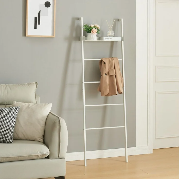Leiterregal Øksnes 160x50x27,5 cm Weiß [en. casa] – Bild 5