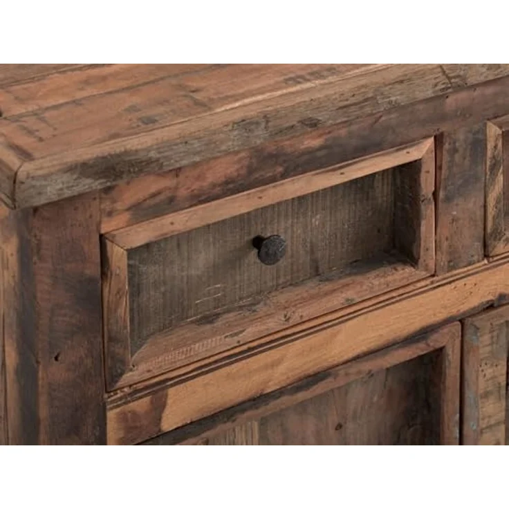Rustikale Kommode Sumatra aus recyceltem Altholz 80x87x40 cm mit 2 Türen und 2 Schubladen – Stauraumwunder im Landhausstil von massivum – Bild 3
