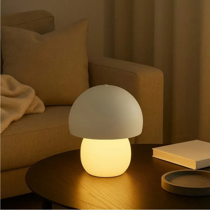Brilliant LED Tischleuchte Dupis, mehrere Helligkeitsstufen, LED fest integriert, Warmweiß, LED Akku-Pilzleuchte, wireless charging, 24cm, 230lm, 2700K, dimmbar
