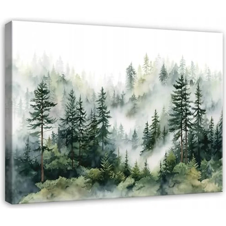 WallArena Leinwand Bilder Wald 40x30 cm, modernes Wandbild auf Premium Canvas mit beeindruckender Farbtiefe, aufhängefertig und UV-beständig – Bild 1