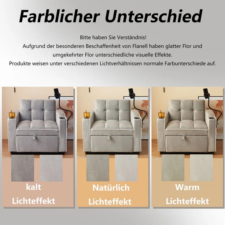 1-Sitzer Schlafsessel B 83 x T 167 x H 76 cm aus Samt mit Schlaffunktion – Bild 8
