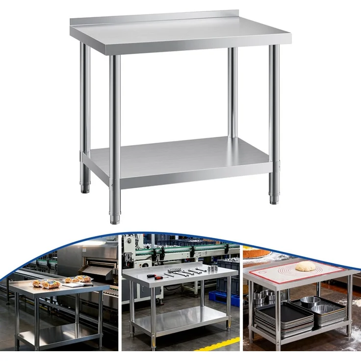Home Nature Wohnkonzept Edelstahltisch Arbeitstisch Grilltisch Outdoor Küchentisch mit Ablagefläche, stabil bis 90 kg, 83,4 x 60 x 90 cm – Bild 1