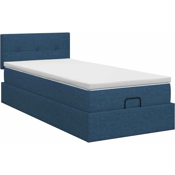 vidaXL Ottoman Bett mit Matratze mit Kopfteil Blau 90 x 200 cm Stoff 3456301 – Bild 8