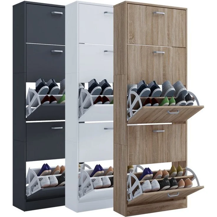 VCM Schuhschrank Sipos 914100 Weiß H. 170 x B. 59 x T. 22 cm – Bild 4