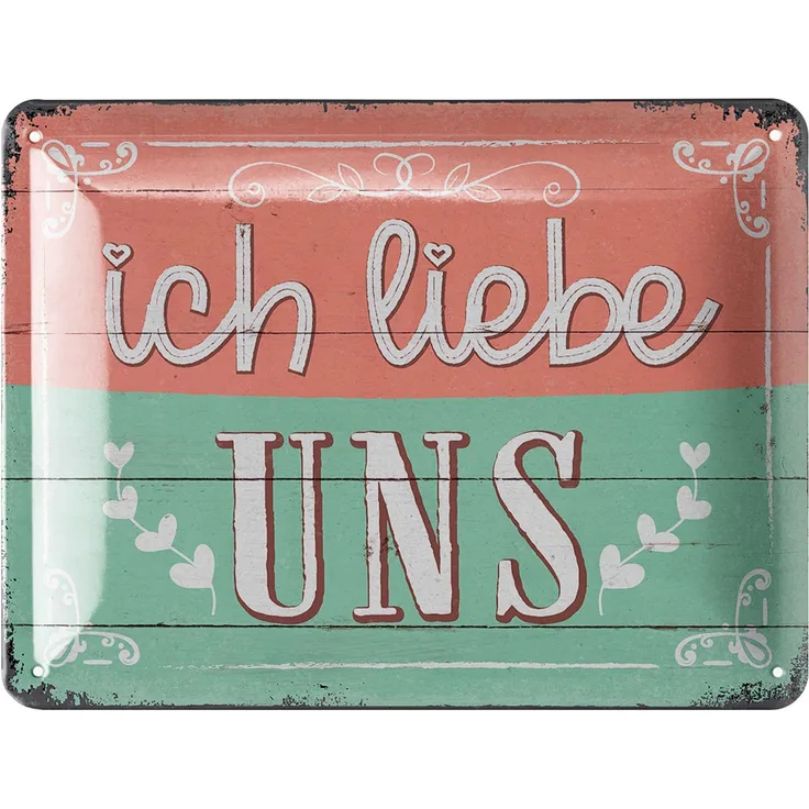 LANOLU Blechschild ich liebe uns - 15x20cm – Metall – Mehrfarbig – 15197