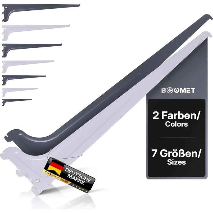 BOOMET Wandregalhalter Regalträger 1-reihig für Wandschienen, 0,2 10-tlg, Regalsystem Anthrazit 20cm Wandregalhalter Regalwinkel