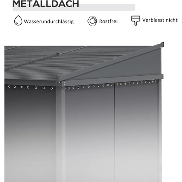 Outsunny Pergola 3,65 x 2,55 m mit Schiebedach, Gartenpavillon mit Vorhängen, Aluminium-Metall-Konstruktion, Dunkelgrau – Bild 4