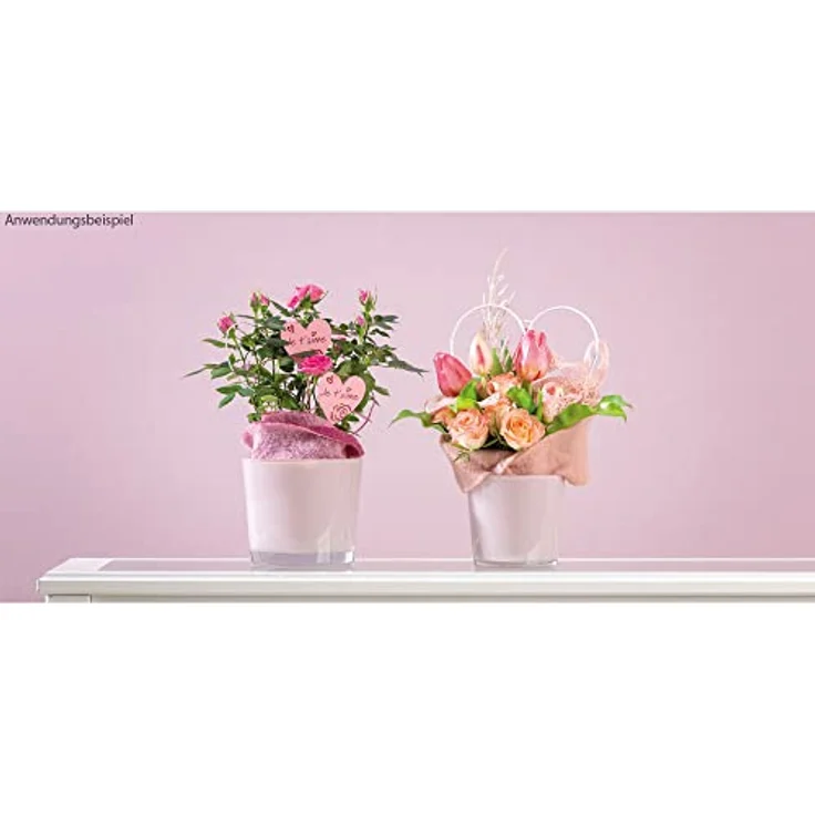 matches21 HOME & HOBBY Blumentopf Glastopf Pflanzgefäß Teelichtglas rund Übertopf rosa 11,5 cm (1 St) – Bild 3