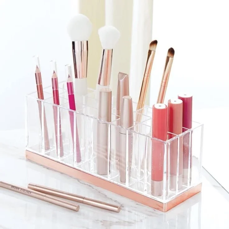 Aufbewahrungsbox Nagellack Lippenstift 24 Fächer mDesign Roségold/transparent – Bild 5