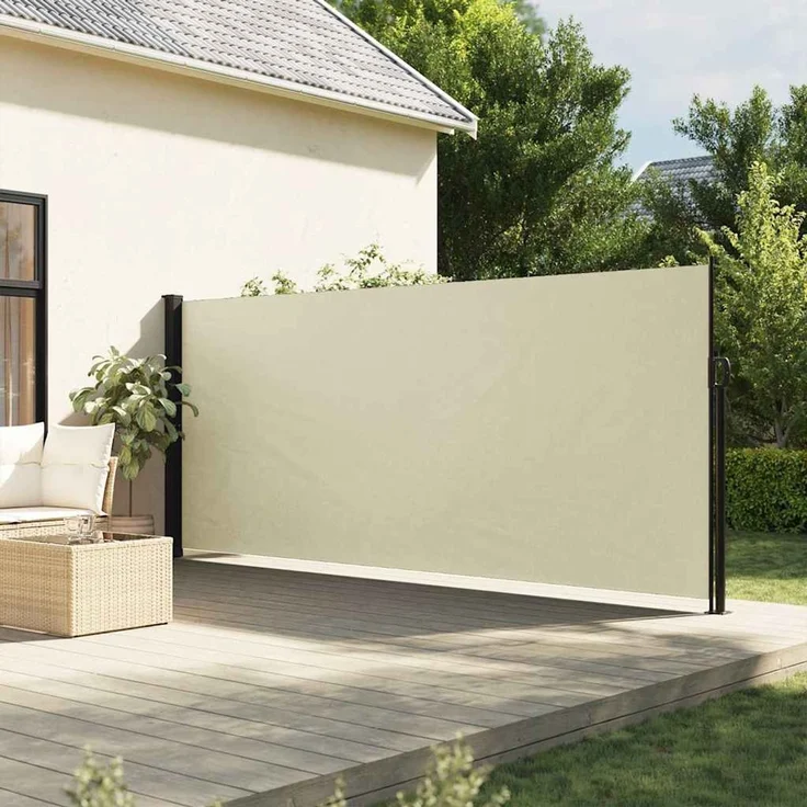 Seitenmarkise Ausziehbar, Balkon Sichtschutz Creme 160x600 cm – Bild 1