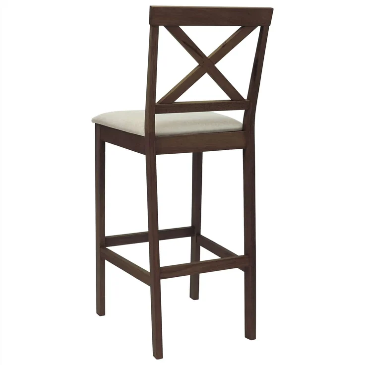 vidaXL Barhocker 2 stk. Hellbraun und Beige Massivgummi Holz und Stoff 42047607 – Bild 4