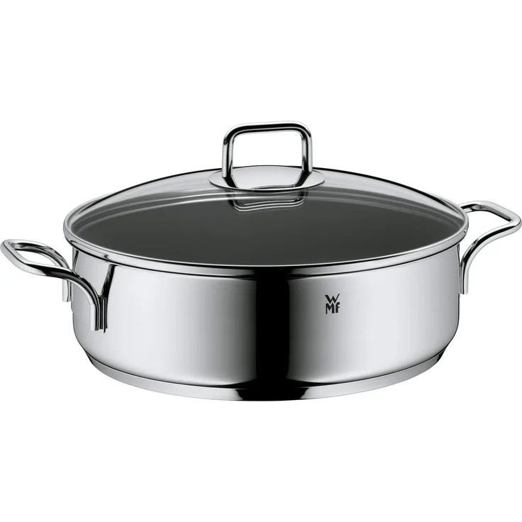 WMF Schmorpfanne 28cm Induktion, Bräter, Schmortopf mit Deckel 5,0l, Cromargan Edelstahl beschichtet, backofengeeignet, hoher Rand