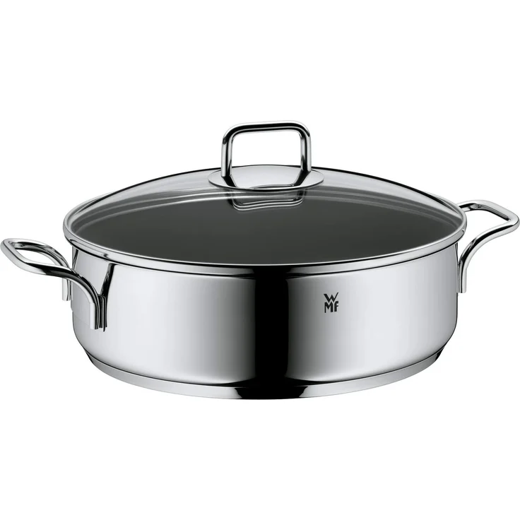 WMF Schmorpfanne 28cm Induktion, Bräter, Schmortopf mit Deckel 5,0l, Cromargan Edelstahl beschichtet, backofengeeignet, hoher Rand