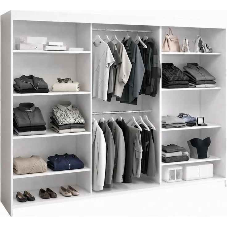 BELANO Schwebetürenschrank 200 cm mit Spiegel – Kleiderschrank mit Schiebetüren, Innenausstattung: Comfort plus – Bild 3