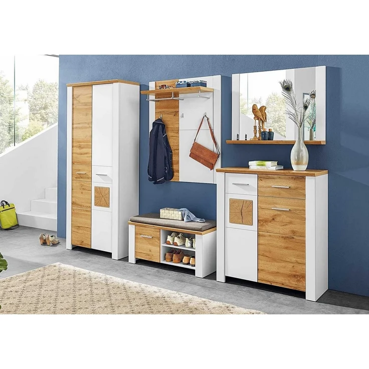 Schuhschrank vito Materio, Holzwerkstoff, Kunststoff, Weiß, Holzfarben, 90 x 105 x 39 cm – Bild 2