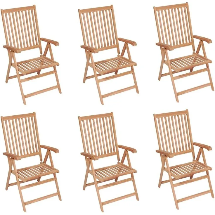 vidaXL Verstellbare Gartenstühle 6 Stk. Massivholz Teak 3065526