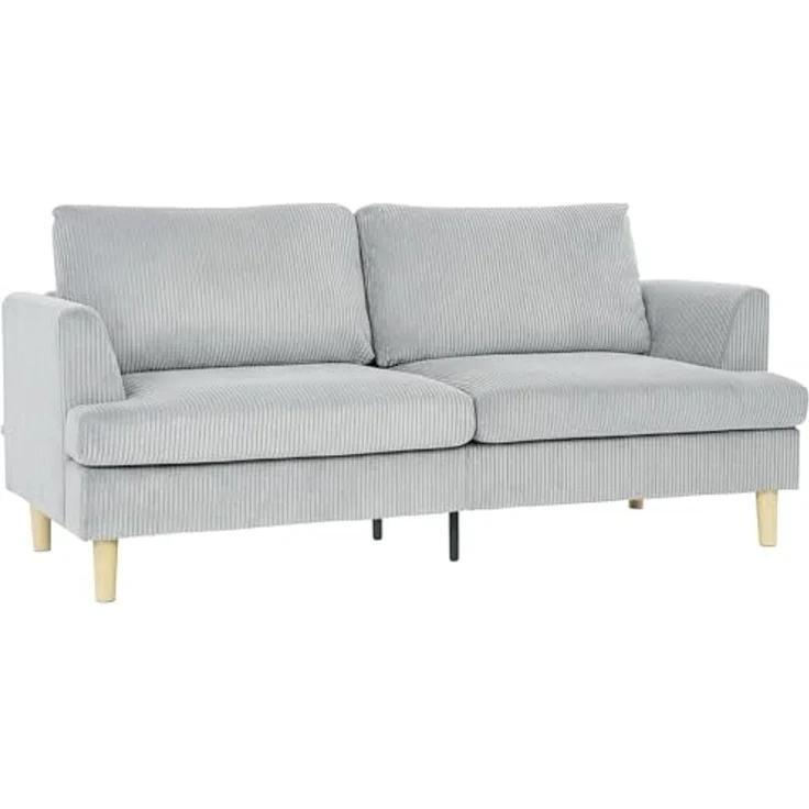 HOMCOM Sofa 3-Sitzer-Sofa, 1 Teile, Mit Federkern, Cordstoff, abnehmbare Bezüge – Bild 1
