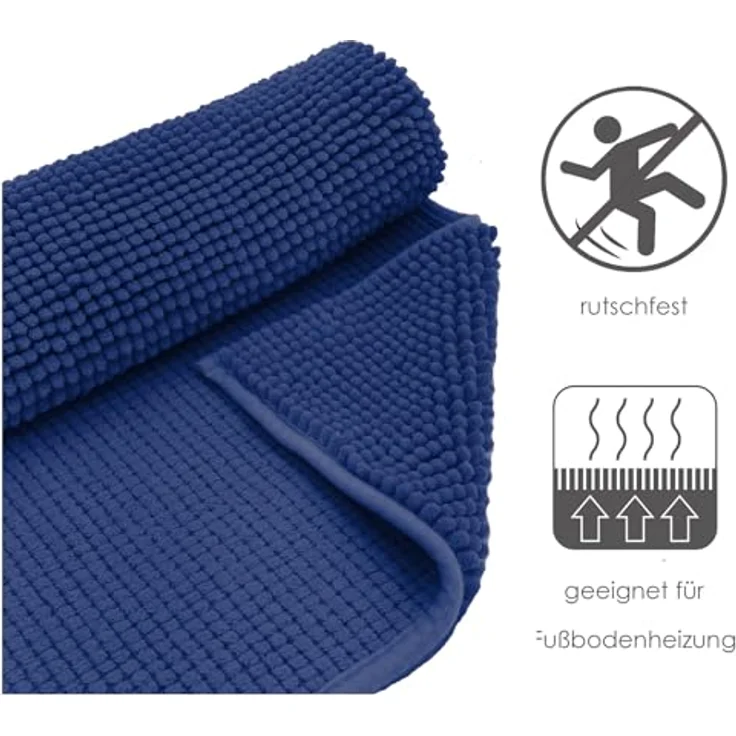 heimtexland Badematte Badvorleger Chenille Badteppich Duschvorleger, rutschhemmend beschichtet, Fußbodenheizung geeignet, fußbodenheizungsgeeignet, saugstark, schnell trocknend, strapazierfähig, rutschfest, Polyester, rechteckig, 45x50 cm, Hochflor, su... – Bild 7