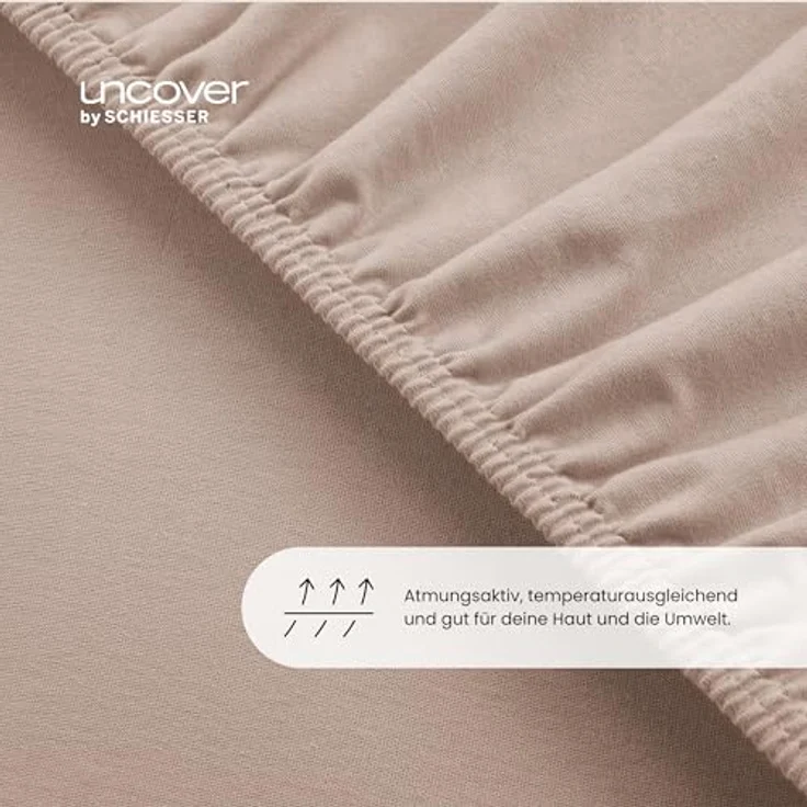 Uncover by Schiesser Spannbettlaken New Jersey - Edeljersey - 150 x 200 cm - Taupe – Bild 5