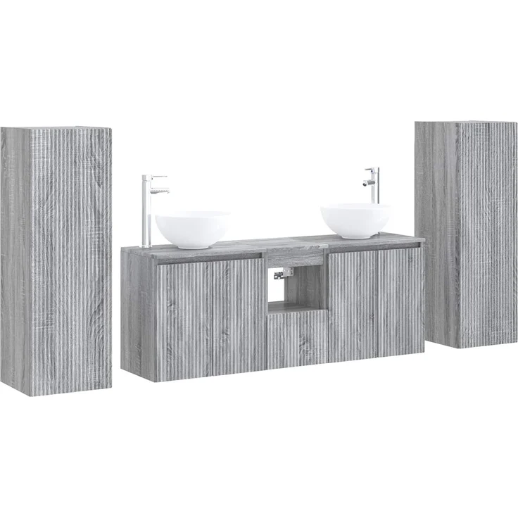 vidaXL Badezimmerschrank-Set 5 stk. Grau Sonoma 129 x 35 x 80 cm 3405989 – Bild 2