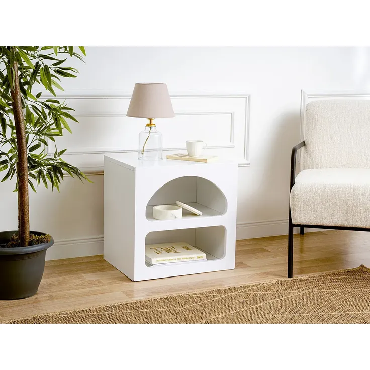 Vente-unique - LUELA Nachttisch Holz, Platte Weiß - B 40 cm x H 50 cm x L 50 cm