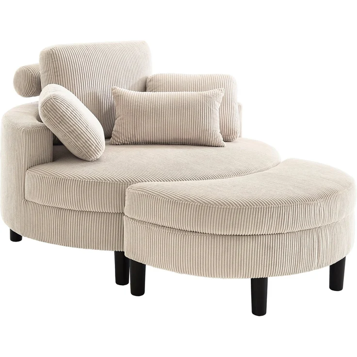 ATLANTIC home collection Loveseat Ravi, XXL- Sessel, inklusive Stauraumhocker, Rückenkissen & drei Zierkissen – Bild 2
