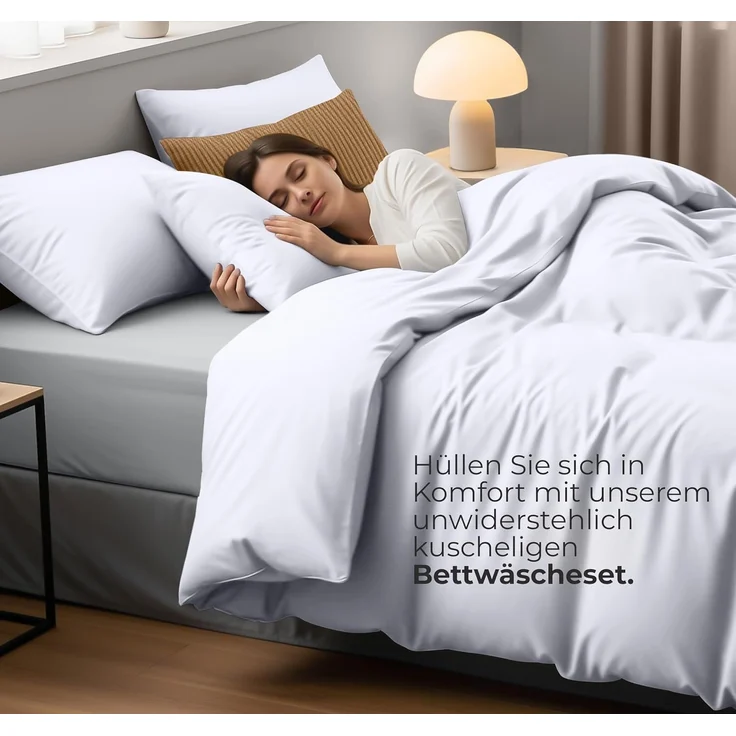 Utopia Bedding Bettwäsche Set - Mikrofaser Bettbezug 260x220 cm + 2 Kissenbezüge 50x75 cm - Weiß – Bild 3