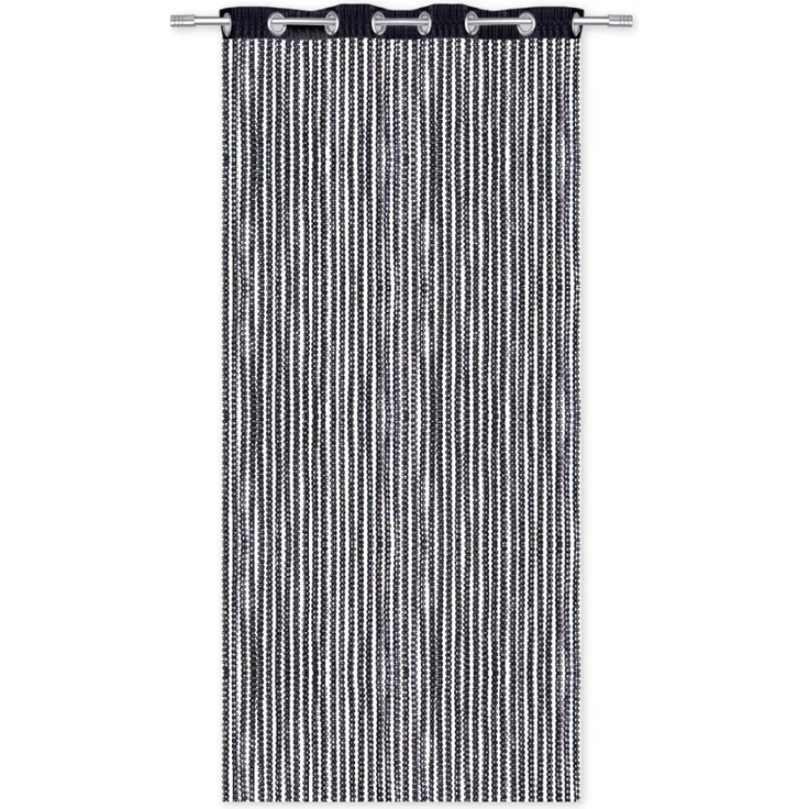 Fadenvorhang Lurex-Optik Fadengardine Türvorhang mit Ösen, trendige Dekoration in vielen verschiedenen Ausführungen erhältlich (140x250 cm / schwarz - jetblack) – Bild 3