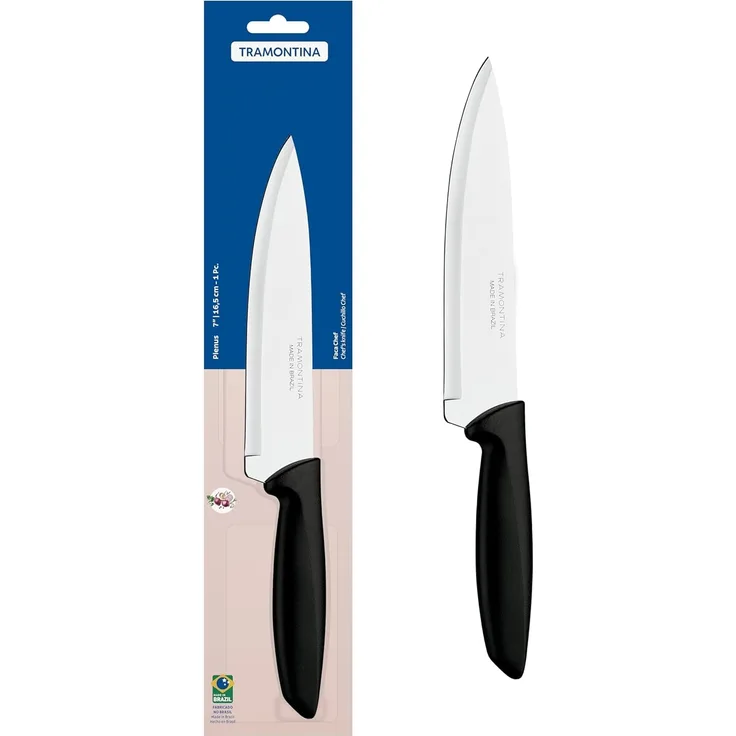 Chef Messer Tramontina Plenus Schwarz 7" Edelstahl