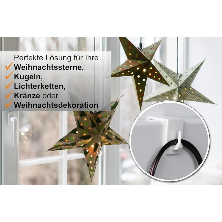 dekondo Fensterhaken Dekohaken Dekoklipp Fensterklipp Gardinenhaken Türhaken, für Gardinenstangen/Vitragestangen oder Fensterdekorationen, (10-St), Klemmbereich 15-25 mm (wählen Sie die richtige Größe für Ihr Fenster) – Bild 2
