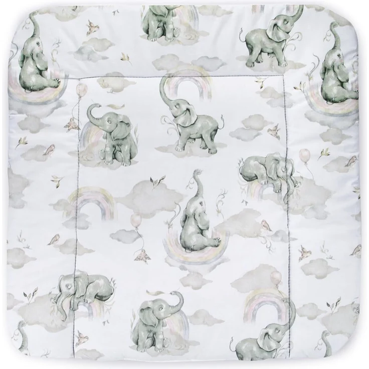 Balbina® Wickelunterlage aus Baumwolle weiche Wickeltischauflage für Wickelkommoden waschbar 60x70 I Elefant im Regenbogen – Bild 1