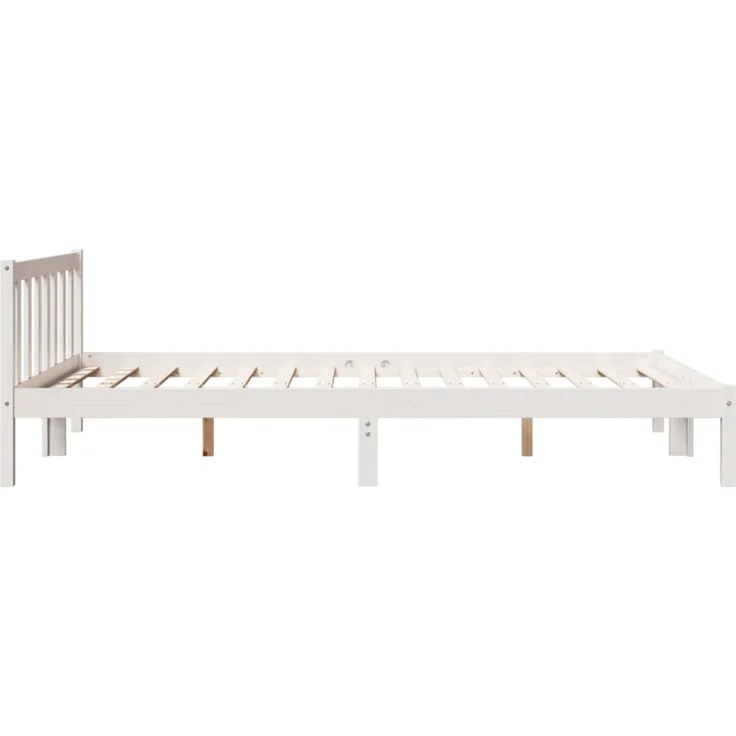 vidaXL Massivholzbett Extra Lang ohne Matratze Weiß 140x220 Kieferholz 852449 – Bild 5